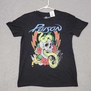 Poison Shirt Mens Medium Black Vintage Style Skull Print Band T-Shirt Tribute